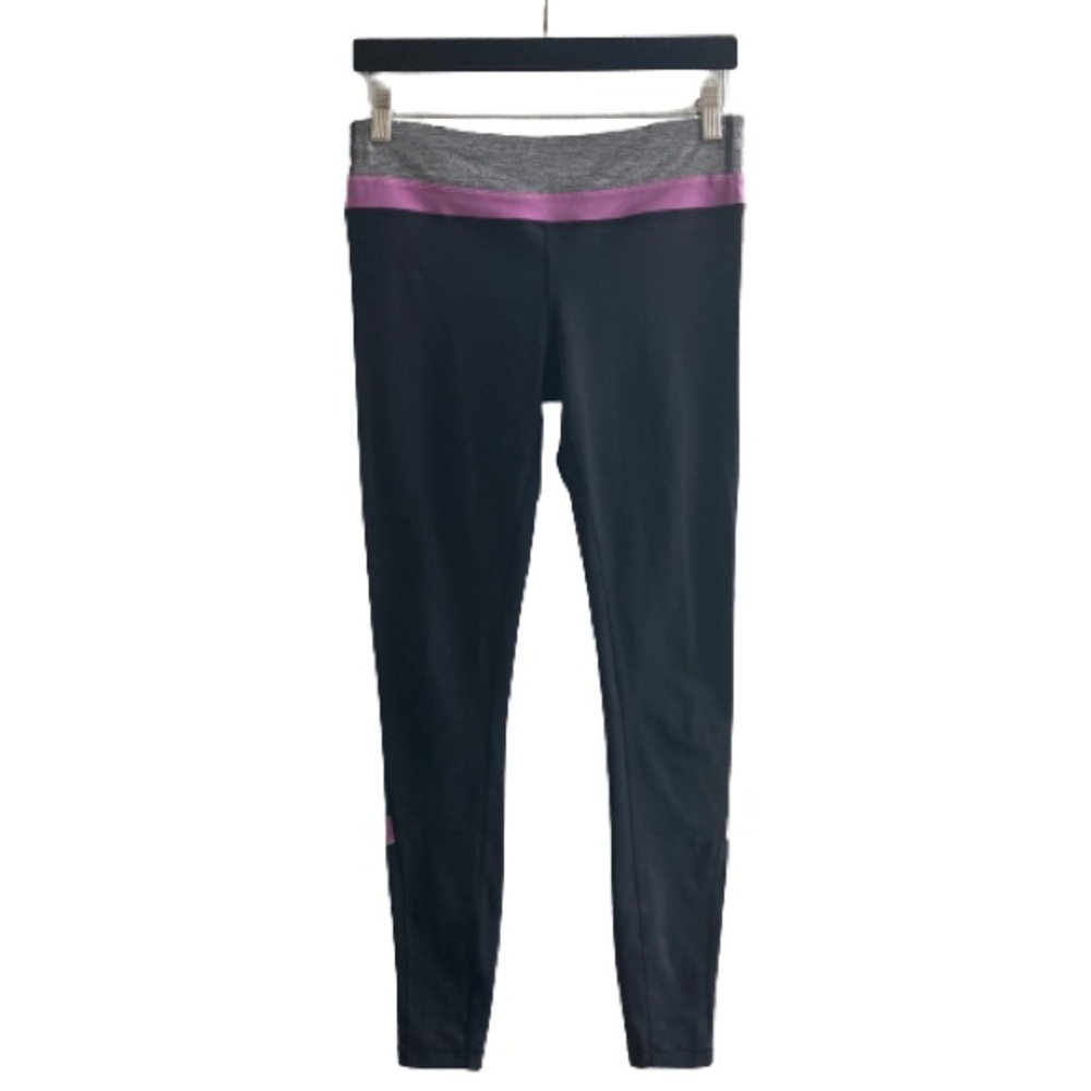lululemon athletica Black Leggings with Gray Waistband and Purple Trim